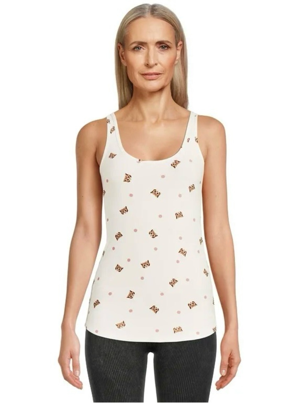 No Boundaries Cat Print Scoop Neck Tank Top